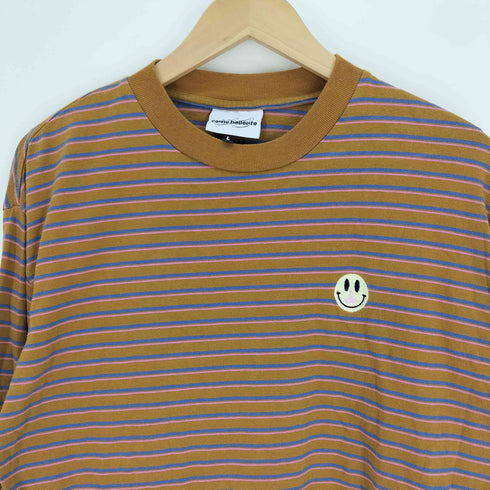 カルネボレンテ Carne Bollente ワンポイント 刺繍 クルーネック ボーダー Tシャツ メンズ import:L